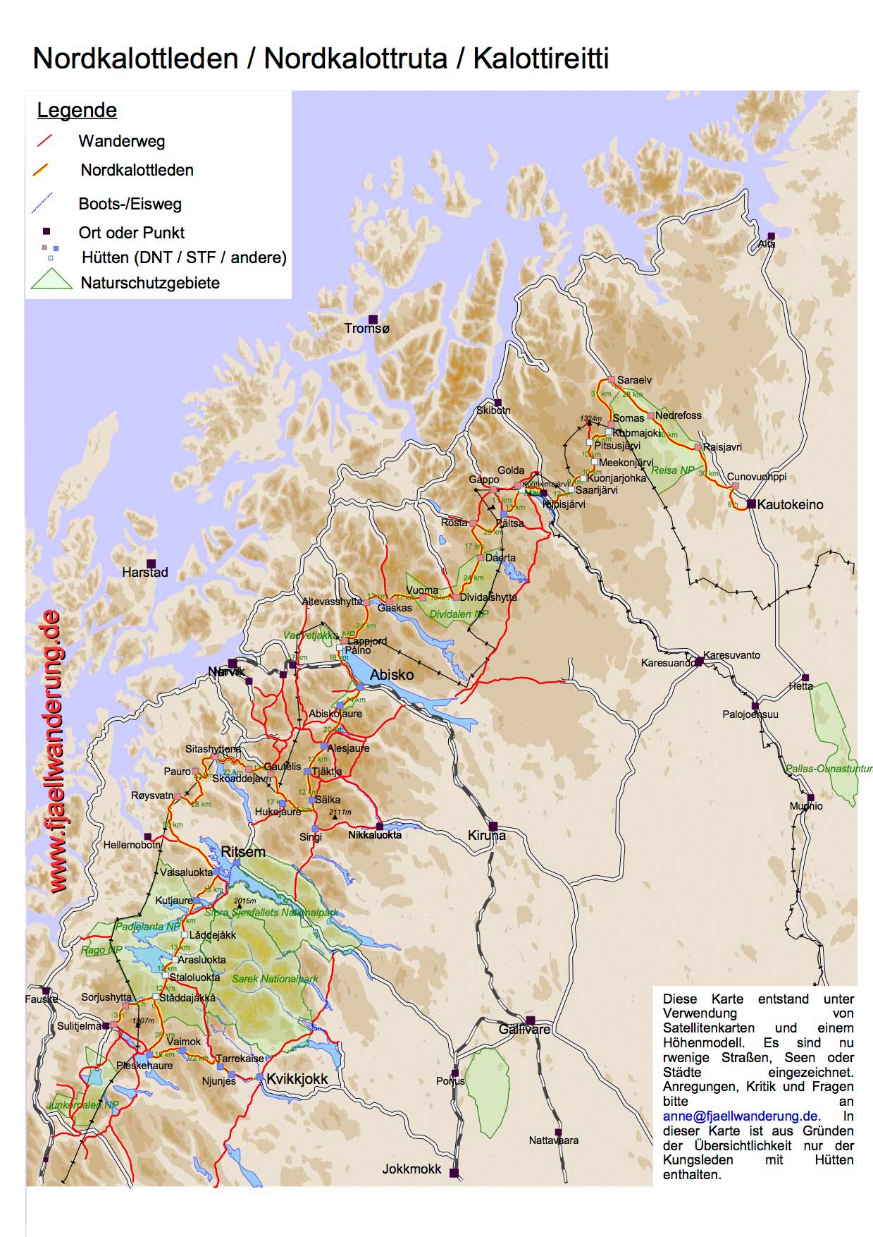 Nordkalottleden-trekking-wandern-karte